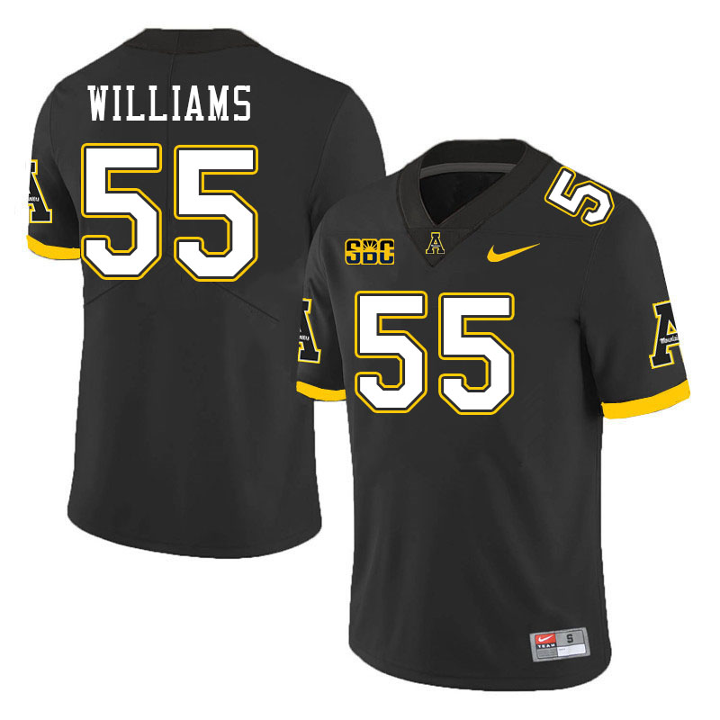 Men #55 Seth Williams Appalachian State Mountaineers College Football Jerseys Stitched Sale-Black